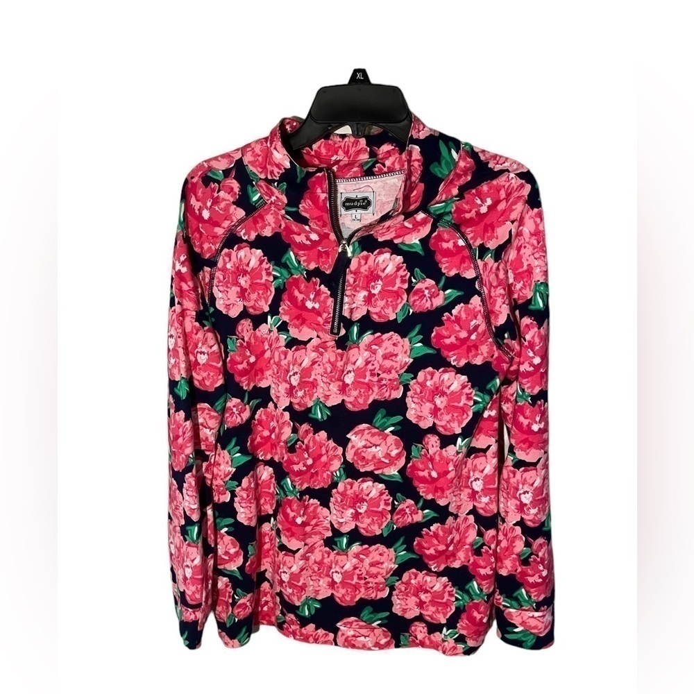 Mud Pie Women’s Floral Quarter Zip Top